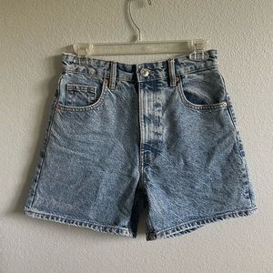 Retro blue denim shorts